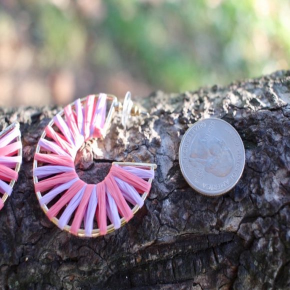 ANTHRO x BaubleBar Boho Bolo Raffia Hoop Earrings - Picture 7 of 12